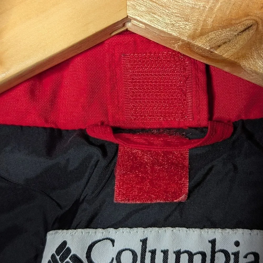 Columbia Sportswear Youth Red Black Waterproof Hoodie Shell Windbreaker Sz 14